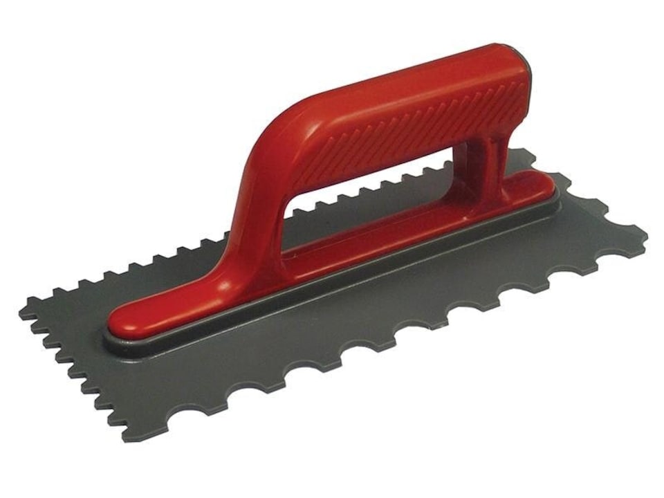 Faithfull Notched Trowel V 4Mm & Round 7Mm Plastic Handle 11 X 4.1/2In
