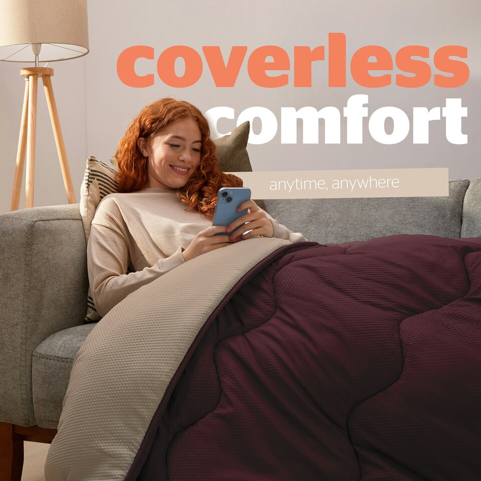 image 1 of Silentnight 10.5 Tog Seersucker Coverless Duvet and Pillowcase Set N/A | Berry/Natural | Double