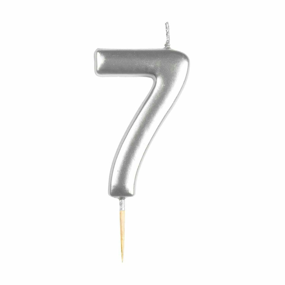 Amscan 7 Metallic Candle - Silver - One Size