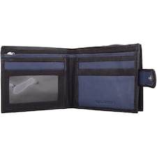 London Leathergoods Mens Genuine Leather Contrast Stitching Credit Card Money Holder Wallet - Navy