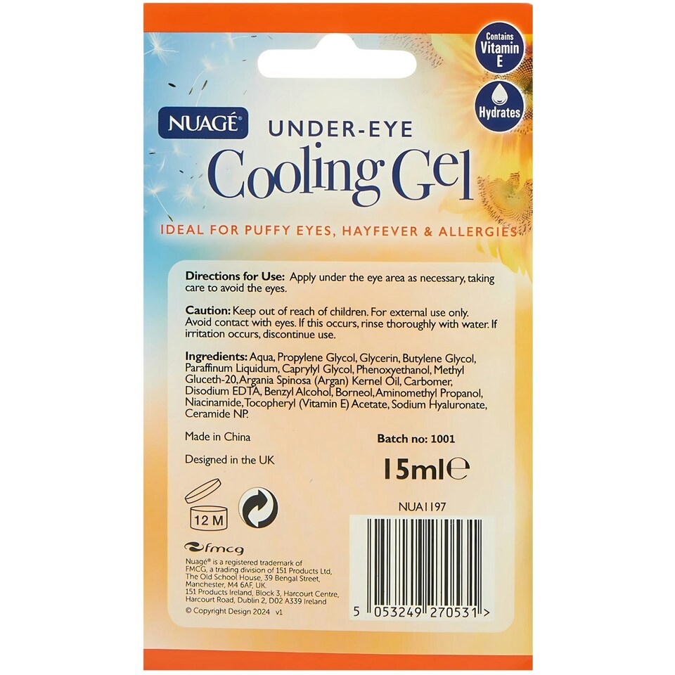 image 1 of Nuage Under-Eye Cooling Gel For Hay Fever Puffy Eyes Allergies 15ml