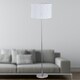 image 5 of First Choice Lighting Chrome Stick Floor Lamp with White Laser Cut Shade Chrome | White