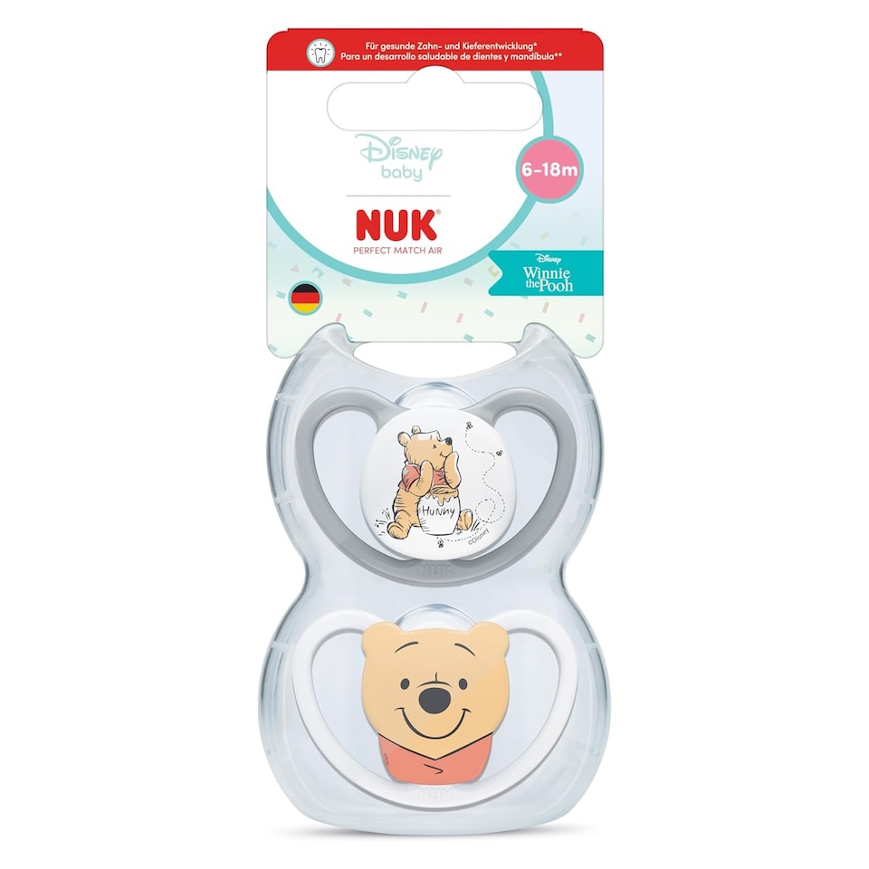 image 1 of Nuk Perfect Match Air Disney Winne The Pooh Soothers 2Pack 6-18m