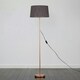image 1 of ValueLights Charlie Copper Floor Lamp Grey Doretta Shade 