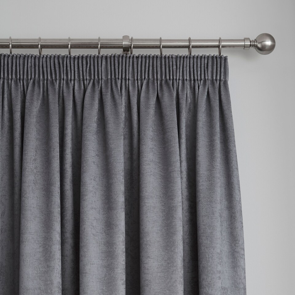 image 1 of Fusion Galaxy Pencil Pleat Curtains Charcoal