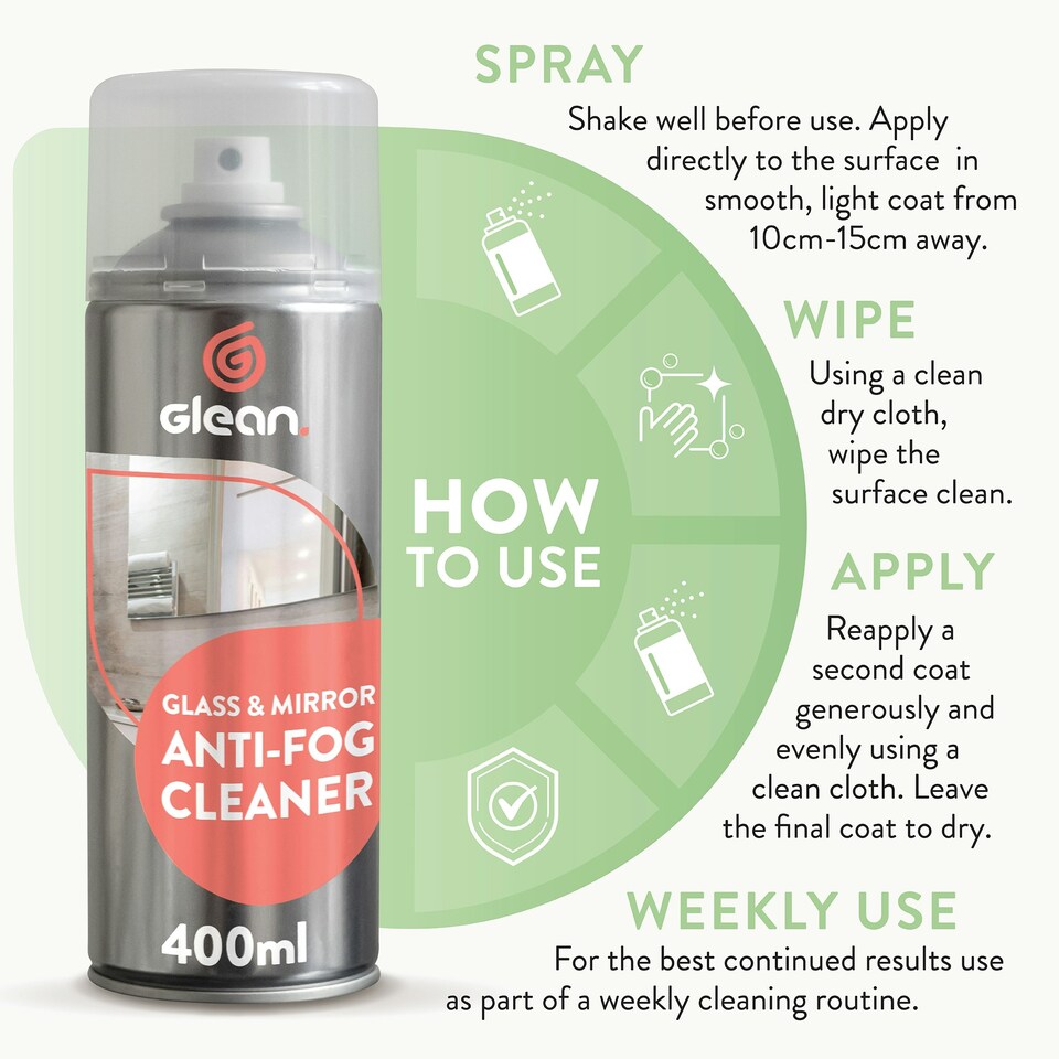 image 1 of Glean Glass Mirror Anti-Fog Cleaner - 3-Pack