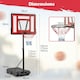 image 2 of COSTWAY Basketball Hoop Backboard Adjustable Basketball Goal System Red | Standard