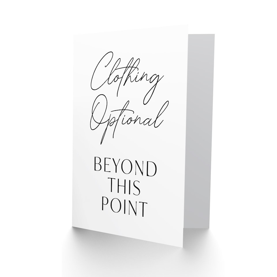 image 1 of Clothing Optional Beyond This Point Cheeky Funny Greeting Card