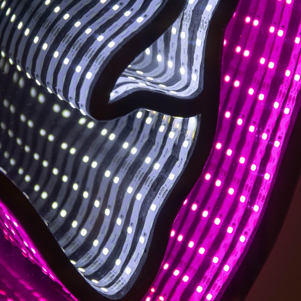 image 1 of 60cm Light up Halloween BOO Infinity Decoration with Pink and White LEDs