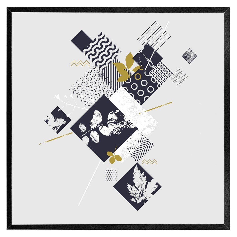 image 1 of Geometric squares & leaves (Picture Frame) White | XL