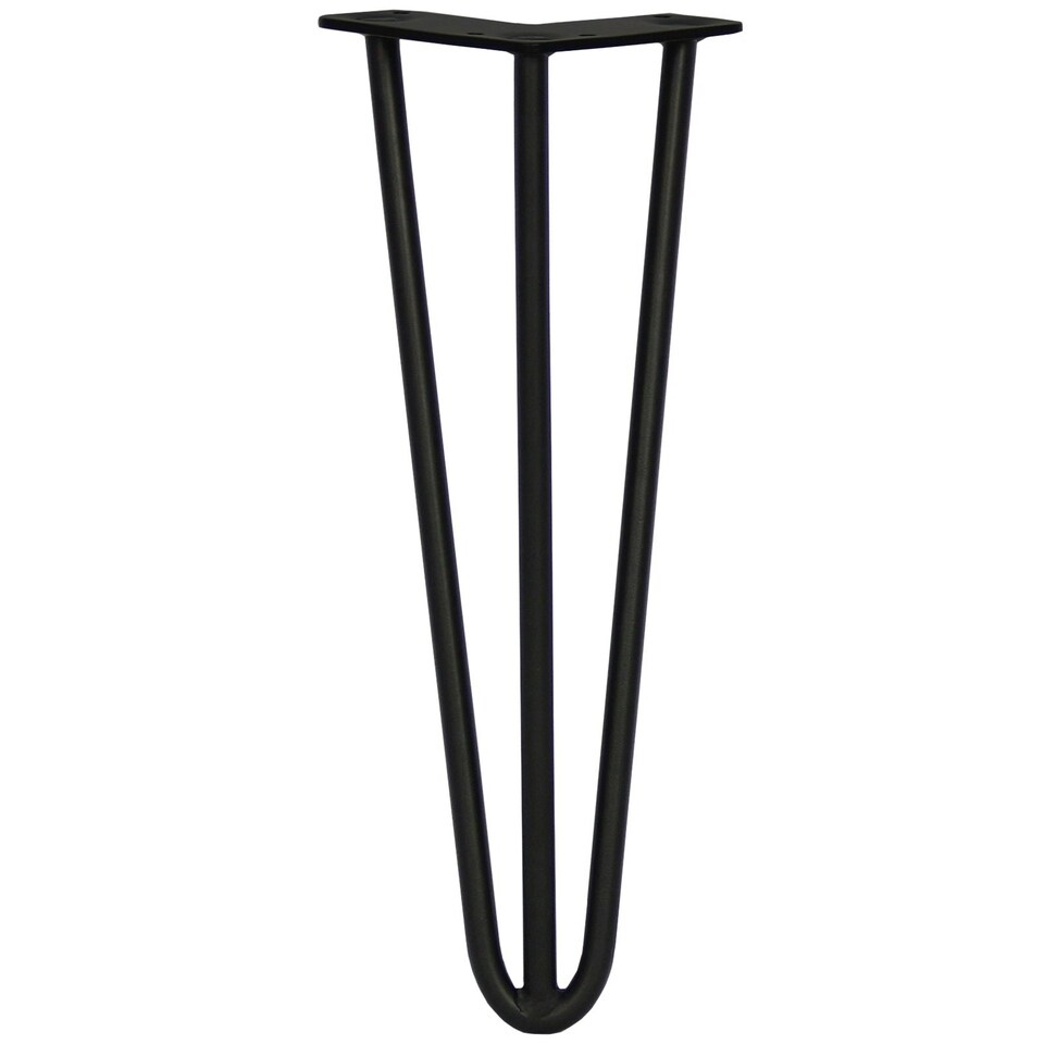 image 1 of 4 x 14" Hairpin Legs - 3 Prong - 12mm - Black Black