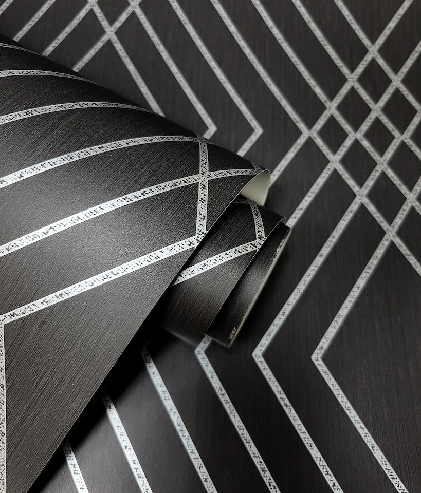 image 1 of Fine Decor FD43614 Shard Trellis Wallpaper, Charcoal