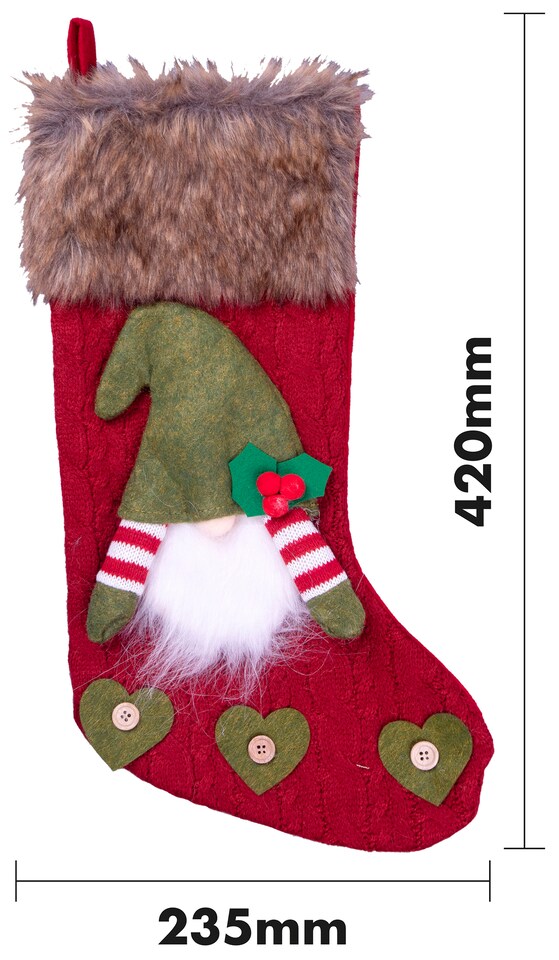 image 1 of St Helens Luxury Gonk Xmas Stocking, Red