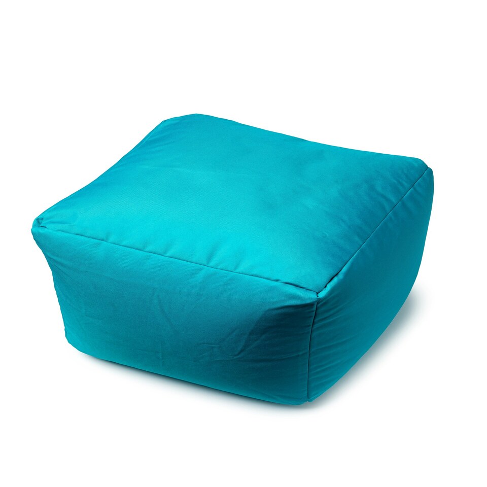 image 1 of Waterproof Cube Indoor Outdoor Bean Bag Foot Stool Pouffe Blue | Teal