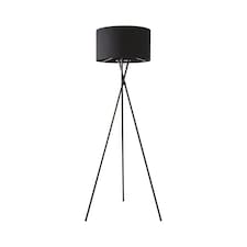 ValueLights Camden Black Tripod Floor Lamp Black Shade and Bulb