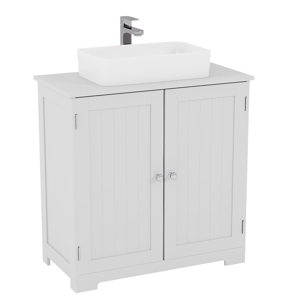 image 1 of Bath Vida Priano 2 Door Under Sink Freestanding Bathroom Cabinet, White | White | 1