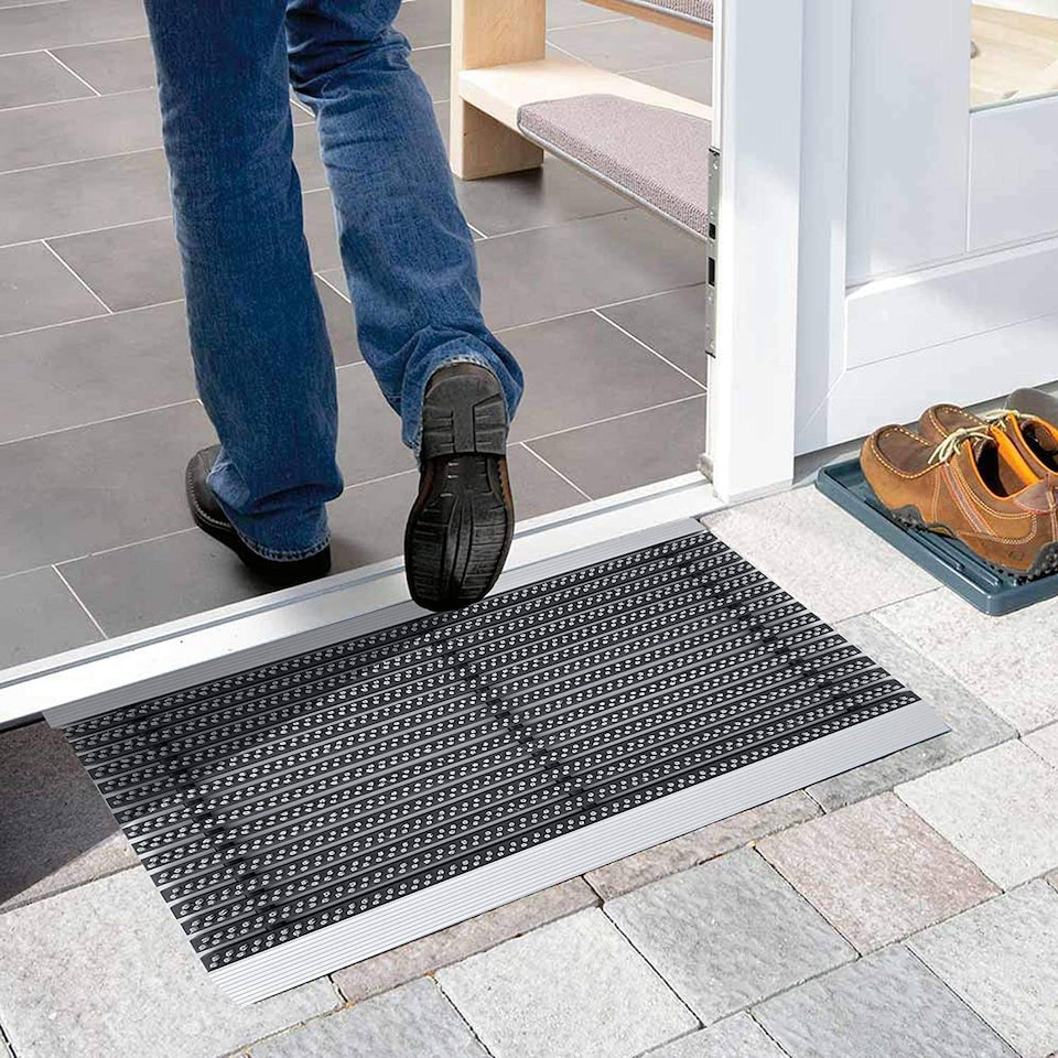 image 1 of Nicoman Aluminium Door Mat with Slats & Grey Brushes