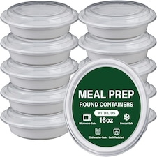 16oz Round White Plastic Meal Prep Containers With Lid BPA Free Food Storage Box