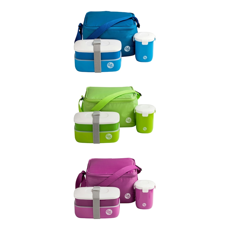 image 1 of Interiors by Premier Organized Green 3PC Lunch Box, Leak Proof Tiffin Box, Comfortable Packed Lunch Box, Portable Lunch Container