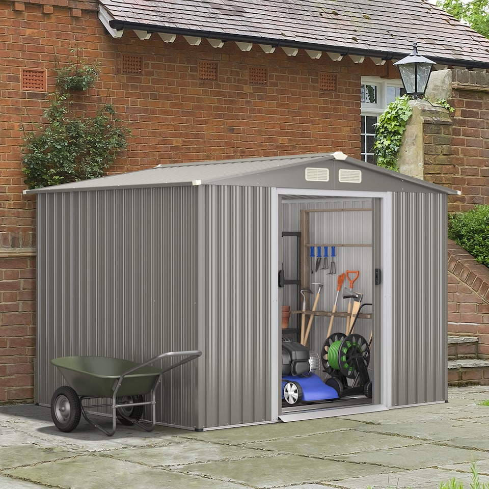 COSTWAY 8’ x 6’ Weather-resistant Utility Tool Organizer Outdoor ...