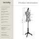 image 6 of Tailors Dummy - female mannequin torso with wooden stand | Black | black/white floral pattern | Female | 1