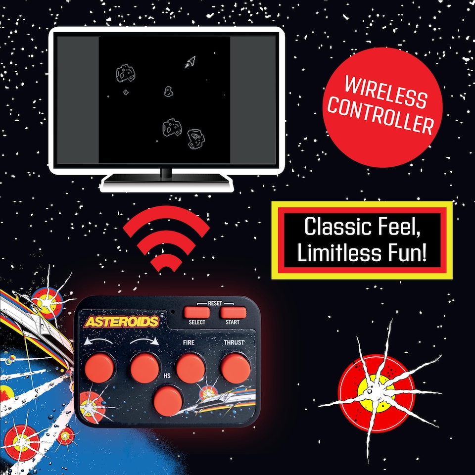 image 1 of Asteroids Plug & Play HDMI Arcade Console with Wireless Controller