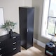 image 2 of Phoenix Wardrobe 1 Door Space Saving Bedroom Home Furniture Clothing Storage Unit | Black