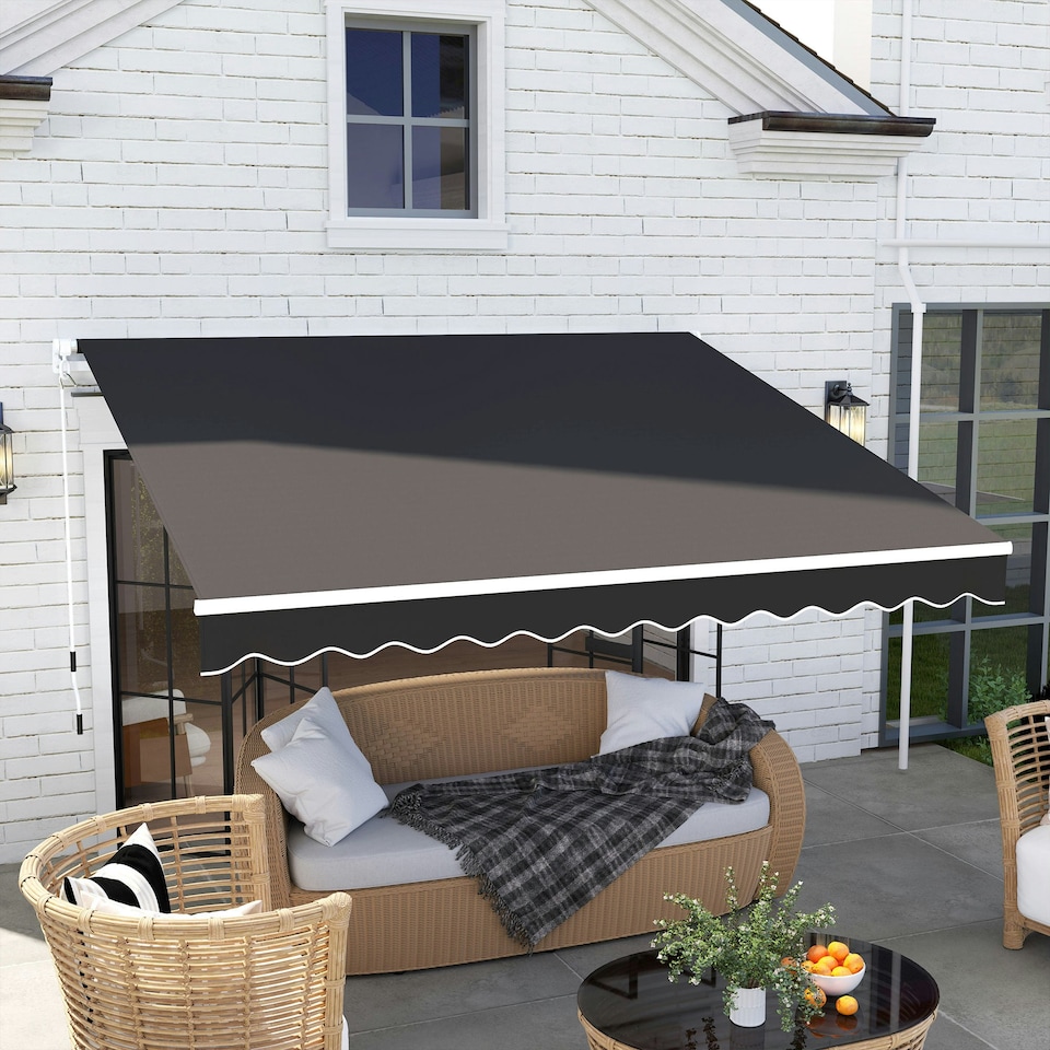 image 1 of Outsunny 2.95 x 2.5m Canopy Sun Shade Shelter with Crank Handle Grey | Dark Grey