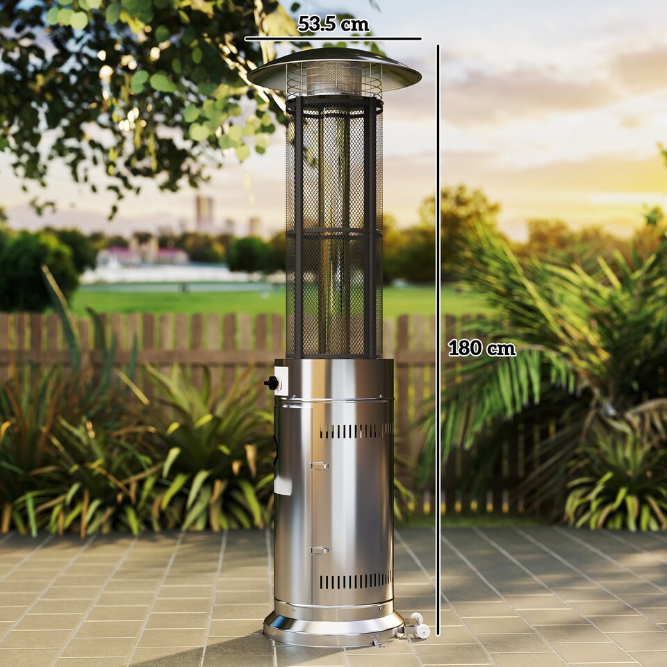 image 1 of Outsunny 11 KW Patio Heater, Propane Heater with Tip-Over Switch, Silver | Silver | Silver