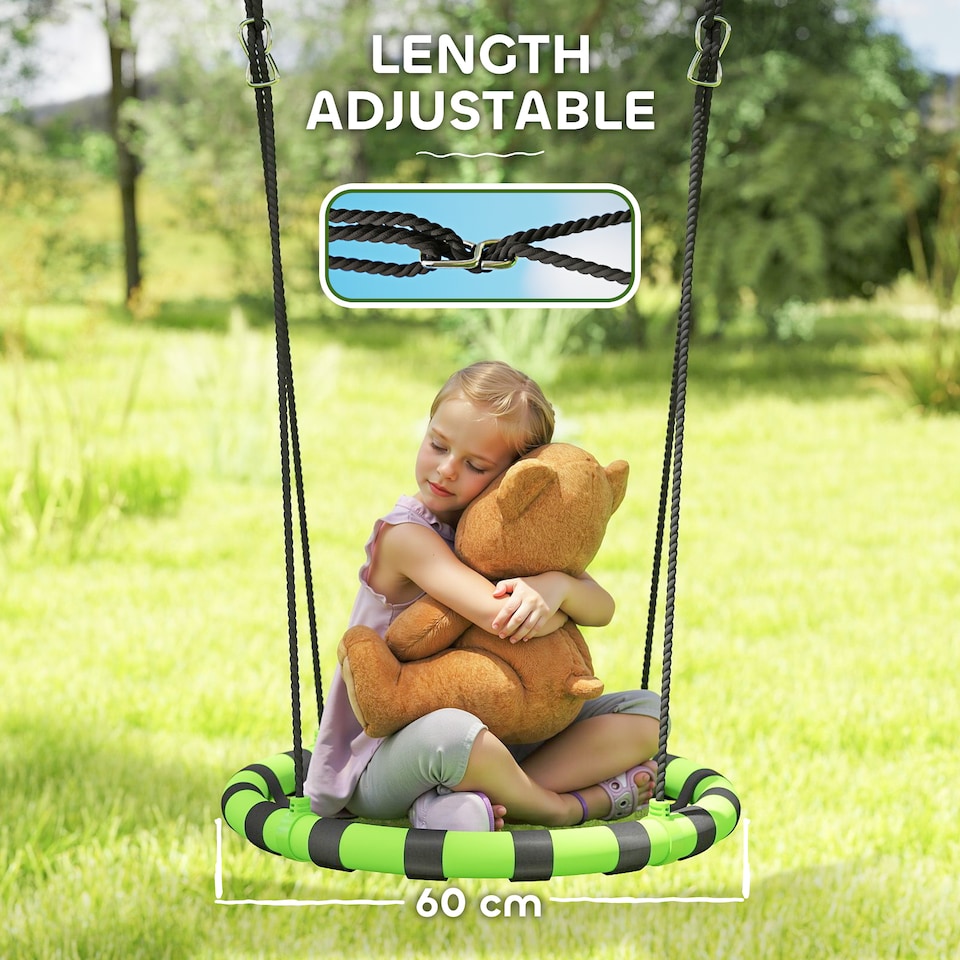 image 1 of AIYAPLAY Kid Nest Swing Seat, 60cm Diameter Round Saucer Swing Set, Black