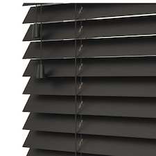 60cm Ink Black Wooden Venetian Blinds With Strings (130cm drop) Black | Black