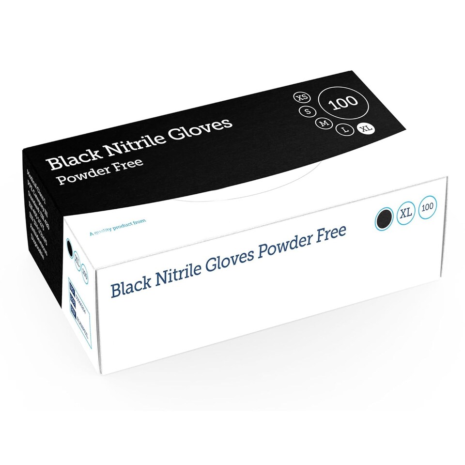 image 1 of 300 x Extra Large Black Nitrile Powder Free Gloves Puncture Resistant Ideal For Medical, Tattoo, Barber Shops & Mechanical Use