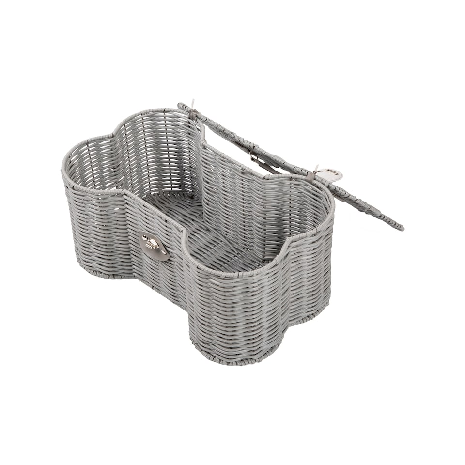 image 1 of Wickerfield Bone-Shaped Lidded Pet Toy Storage Basket with Handle