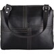image 1 of Large Genuine Soft Leather Shoulder Contrast Stitch Handbag Black | Black