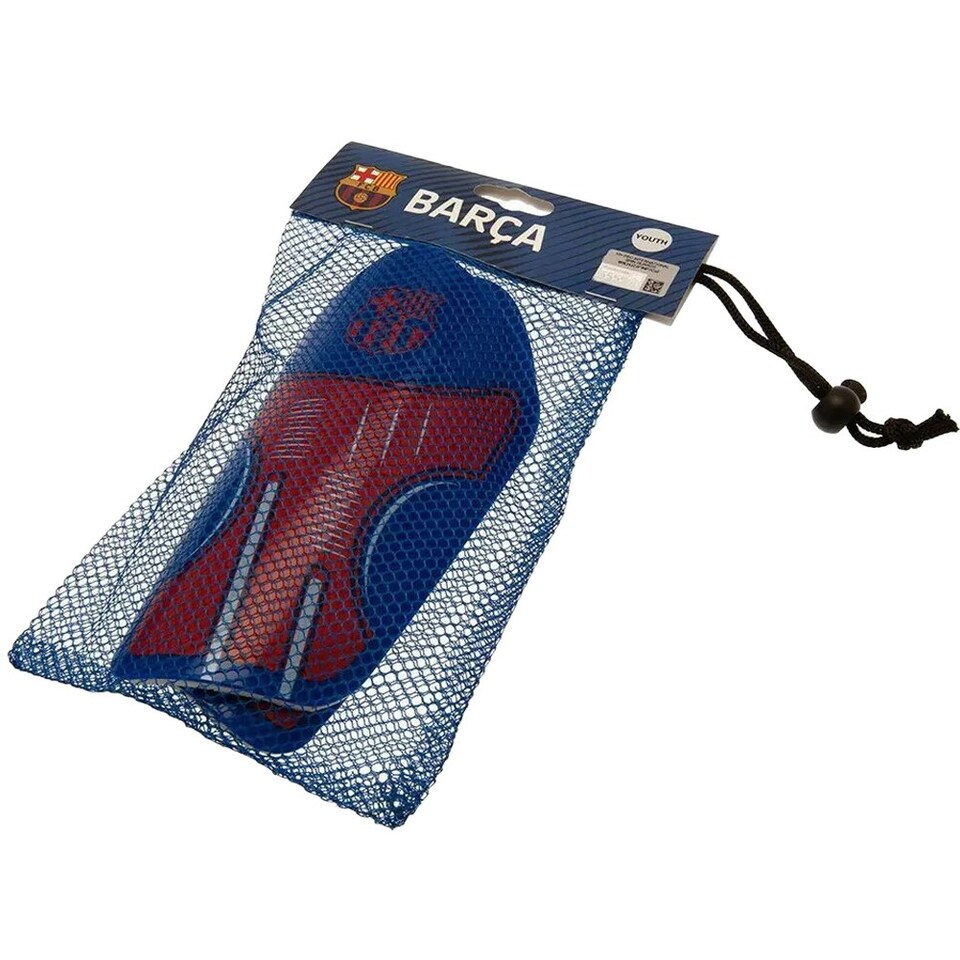 image 1 of FC Barcelona Childrens/Kids Team Slip-In Shin Guards - Red/Blue/White - 10-11 Years