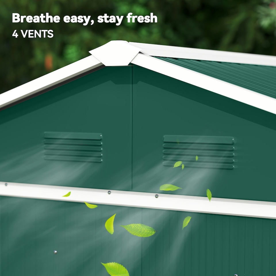 image 1 of Outsunny 6.5x3.5ft Metal Garden Shed for Garden and Outdoor Storage, Green