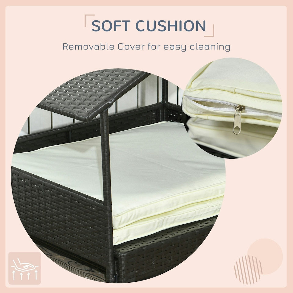 image 1 of PawHut Extendable Rattan Dog House w/ Water-Resistant Roof - Cream