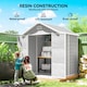 image 4 of Outsunny 6 x 5ft Garden Shed, Plastic Shed with Floor, Window, Lockable Doors and Vents, Wood Effect Resin Tool Shed for Outdoor Patio, Light Grey | Grey | 1