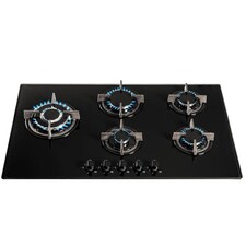 SIA GHG902BL 90cm Black Glass 5 Burner Gas Hob With Cast Iron Pan Stands & Wok Burner