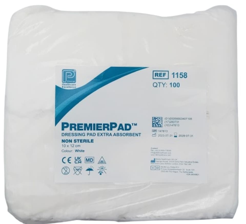 Premierpad Extra Absorbent Dressing Pad Non-Sterile 10x12 Pack of 100