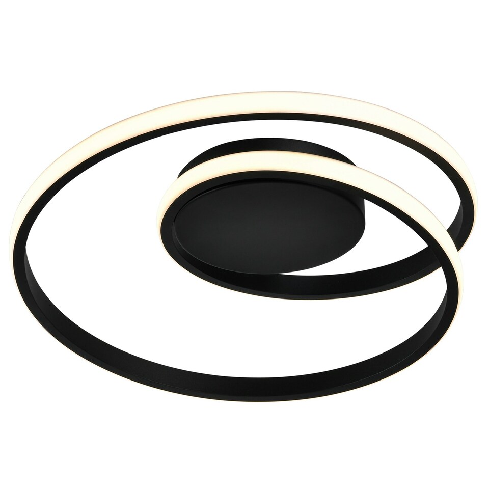 image 1 of Modern Single Loop Strip Flush LED Powered Ceiling Light Fitting in Black Sand