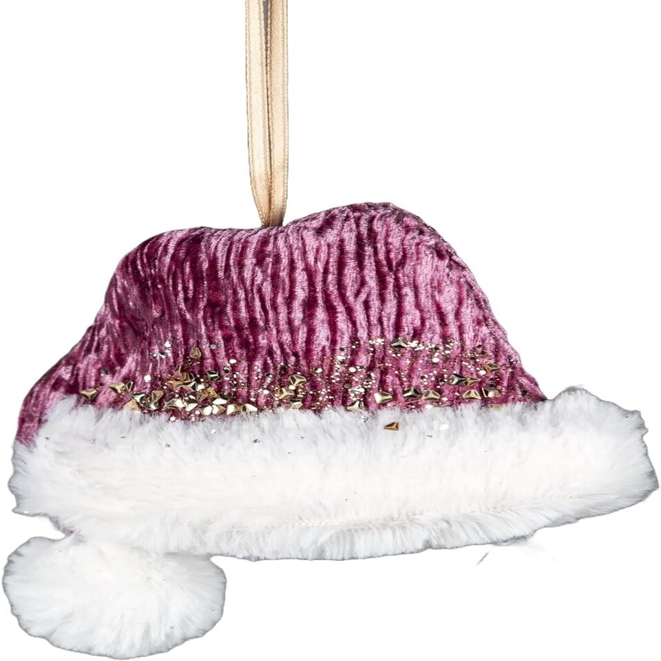 image 1 of Pink Santa Hat 13x12cm - Christmas Hanging Decoration