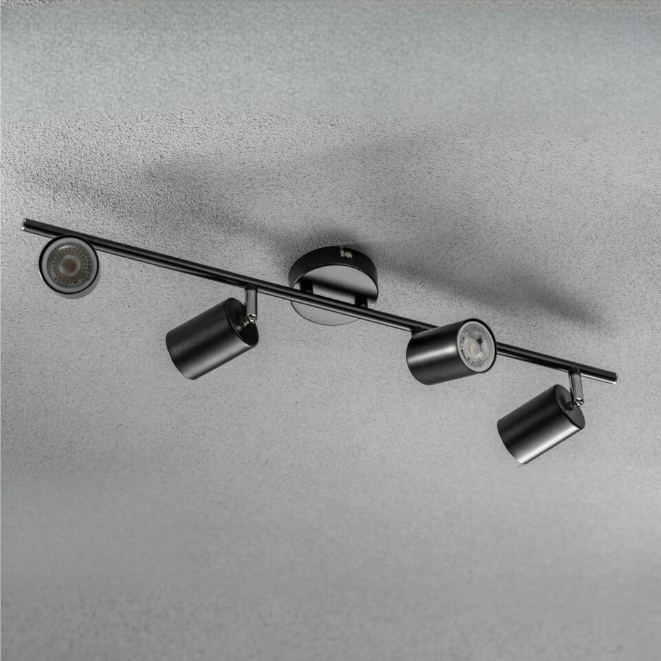 image 1 of CGC JACK Black Four Head GU10 Ceiling Spot Bar Light Black