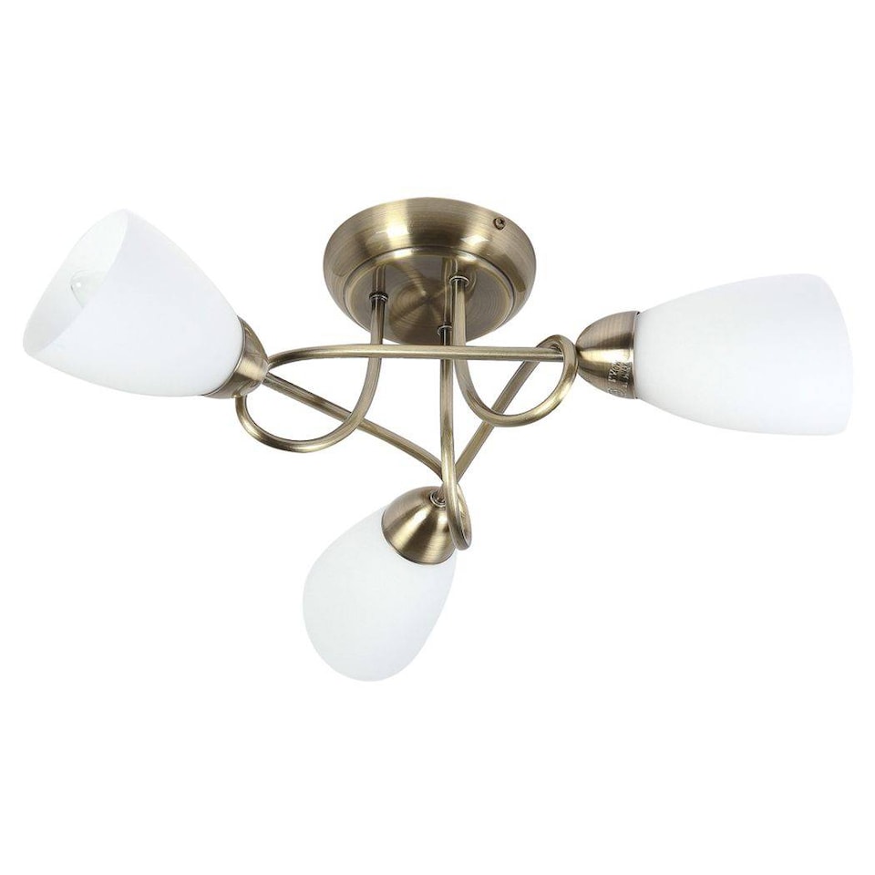 image 1 of Jaco 3 Light Semi Flush Antique Brass Ceiling Light
