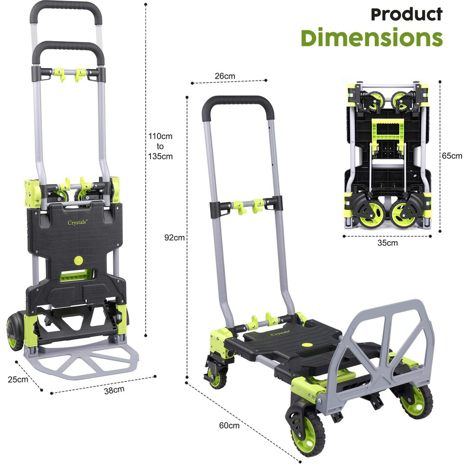 image 1 of 2-in-1 Hand Sack Truck Trolley, Folding Platform Cart Dolly, 120kg Load Capacity