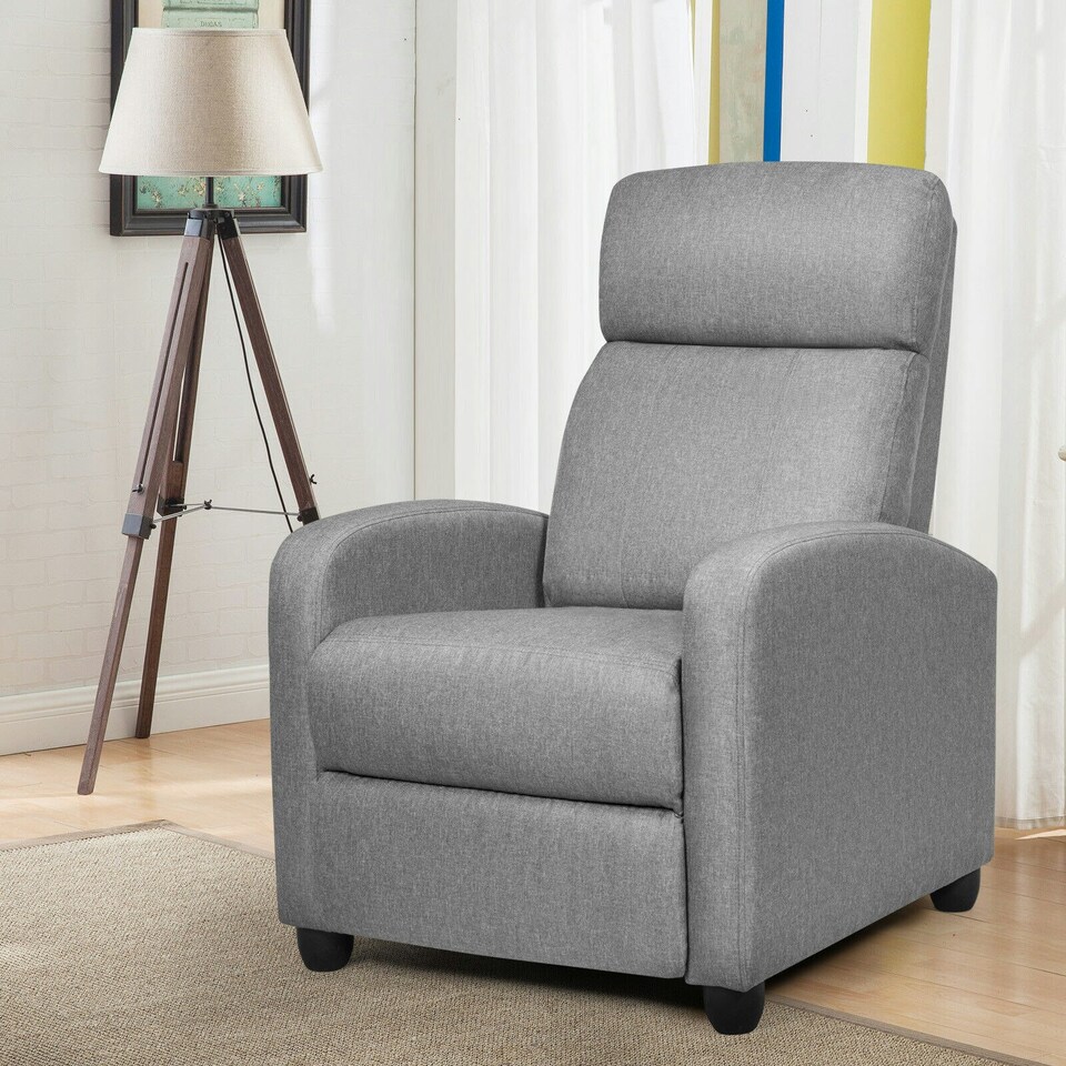 image 1 of COSTWAY Recliner Chair Single Sofa with Adjustable Backrest Grey Grey