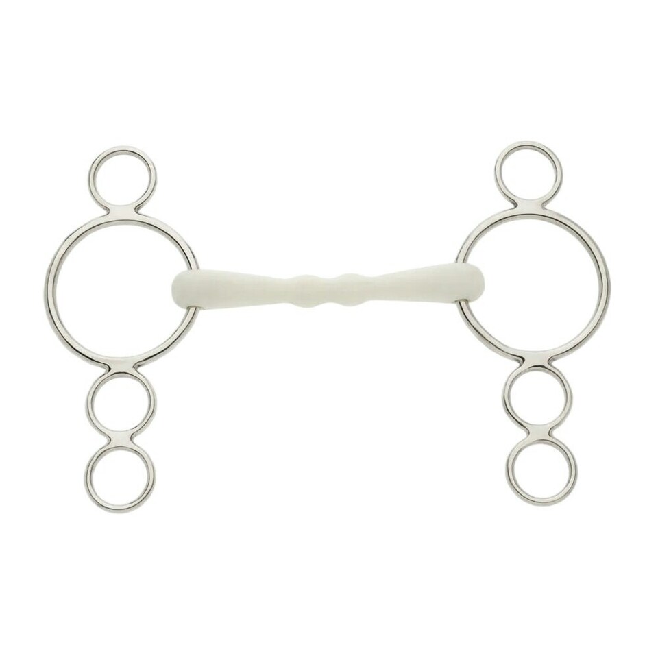 image 1 of Lorina Horse 3 Ring Gag Bit - Silver - 6in