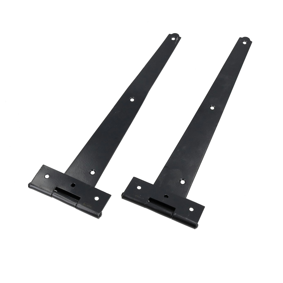 image 1 of 12" (300mm) Heavy Duty T Tee Hinges for Doors + Gates with Fixing Screws 2pc Black