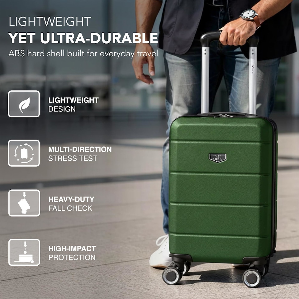 image 1 of Lugg Jetset Lightweight ABS Hard Shell Cabin Suitcase with 4 Spinner Wheels (40x30x20cm)
