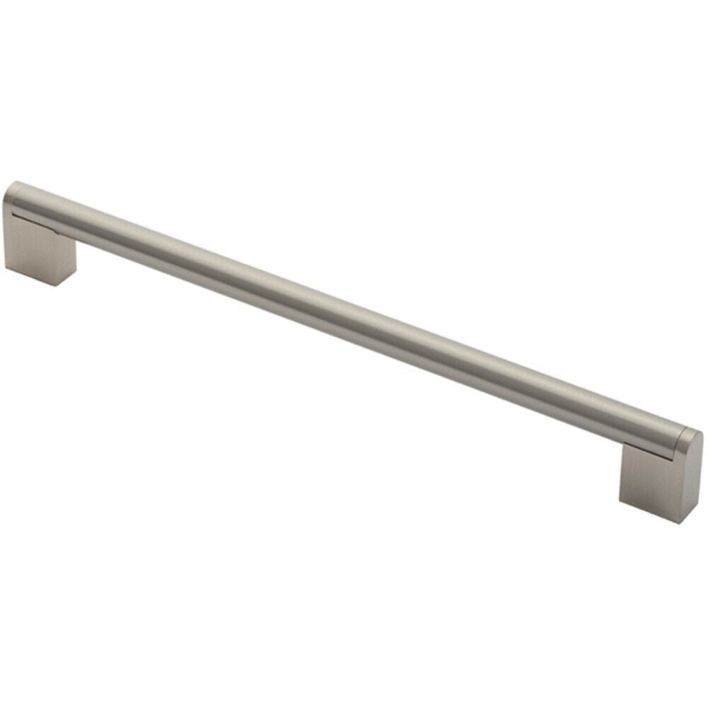 Loops Round Bar Pull Handle 296 x 14mm 256mm Fixing Centres Satin Nickel & Steel in Metallics